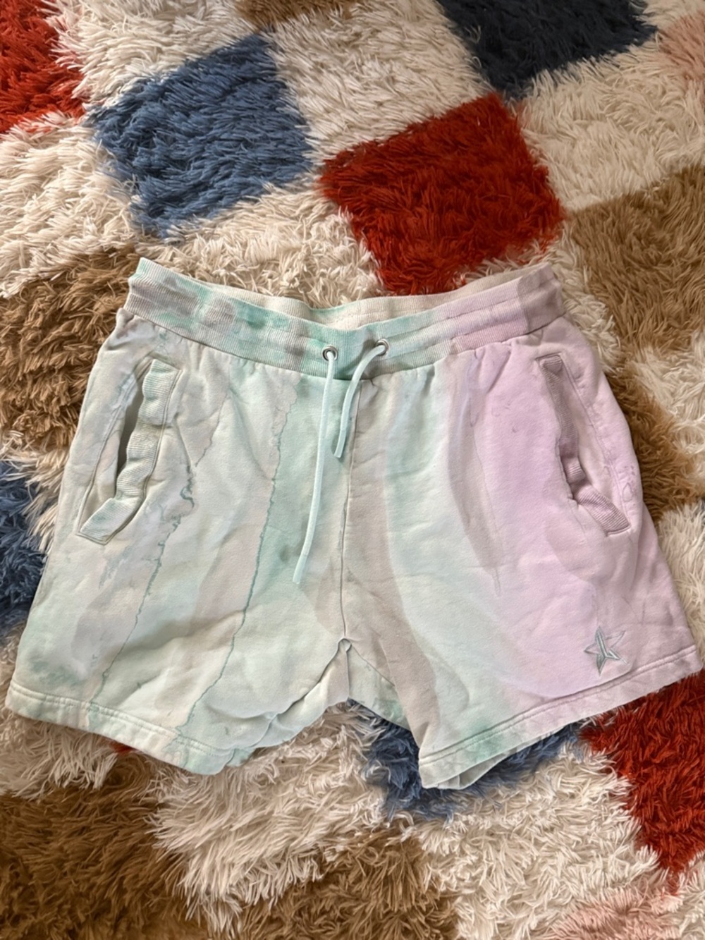 Jeffree Star Pastel Mint & Lavender Tie-Dye Athletic Shorts